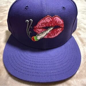 New Era Purple Snap Back, Base Ball Hat, Flat Bill, Stoner, Cannabis Grunge